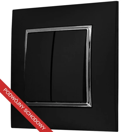 Włącznik Światła Podwójny Schodowy Czarny Srebro Ospel Aria