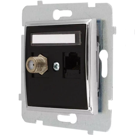 Gniazdo Rj45/Tv(F) Bez Ramki Aria Czarny/Srebro