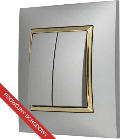 Włącznik Światła Podwójny Schodowy Ospel Aria Srebrny Złoto