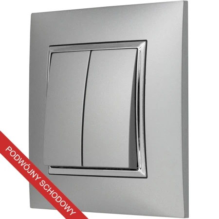 Włącznik Światła Podwójny Schodowy Ospel Aria Srebrny Srebro