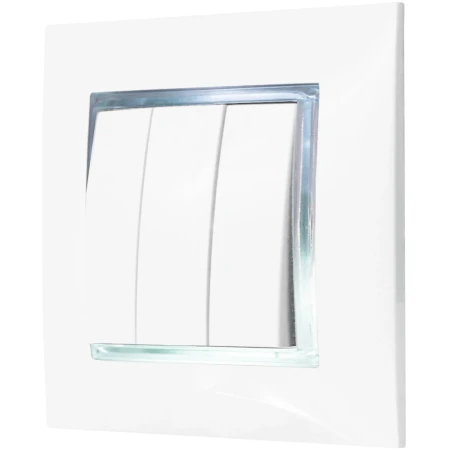 Włącznik Biały Podświetlany Led Biały Potrójny Z Ramką 00.B Ospel Aria