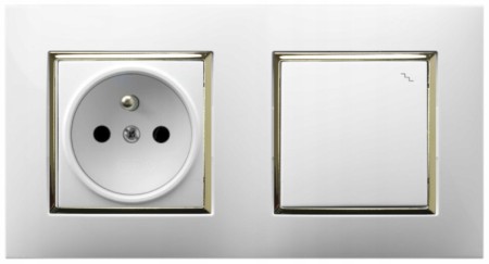 Gniazdo Z Włącznikiem Do Sypialni Biały Złoty Ospel Aria