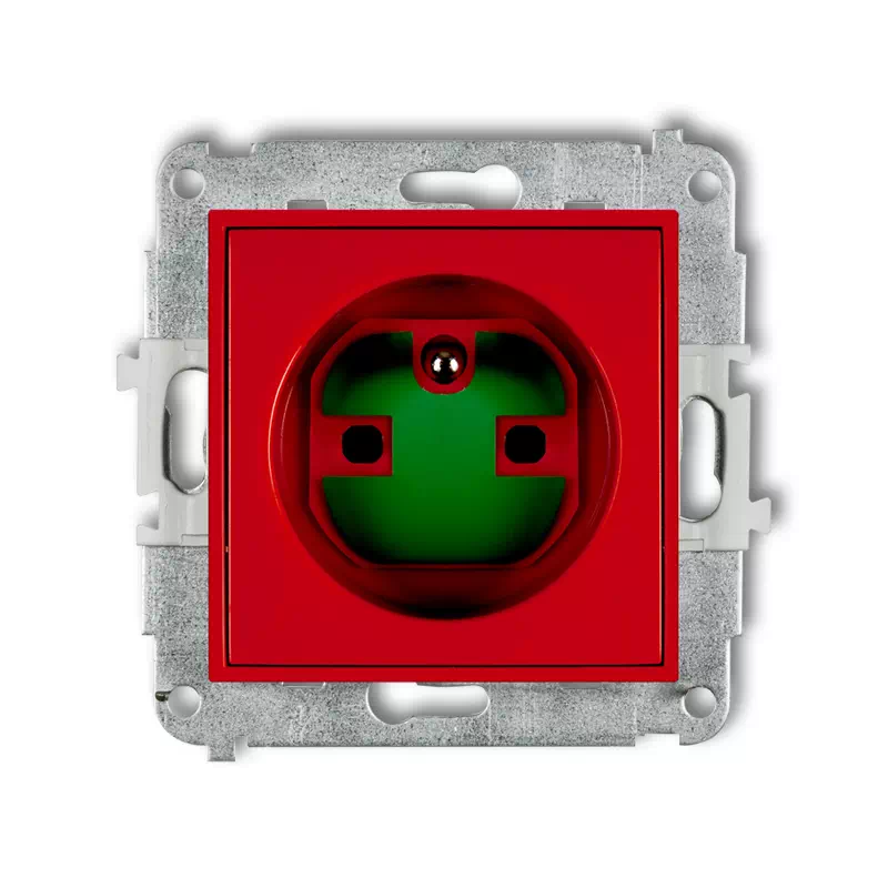 Icon Mechanizm Gniazda Pojedynczego Z Uziemieniem 2P+Z Data Z Kluczem Czerwony Igzk