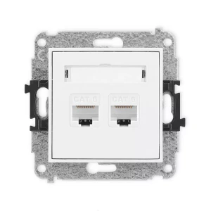 Icon Mechanizm Gniazda Komputerowego Podwójnego 2Xrj45, Kat. 6, 8-Stykowy Biały Igk-4