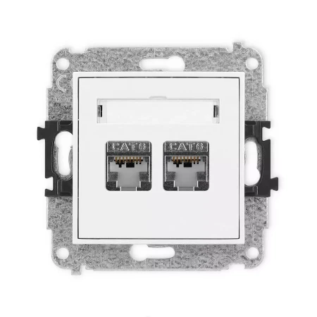 Icon Mechanizm Gniazda Komputerowego Podwójnego 2Xrj45, Kat. 6, Ekranowane, 8-Stykowy Biały Igk-6