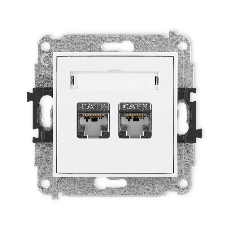 Icon Mechanizm Gniazda Komputerowego Podwójnego 2Xrj45, Kat. 6, Ekranowane, 8-Stykowy Biały Igk-6