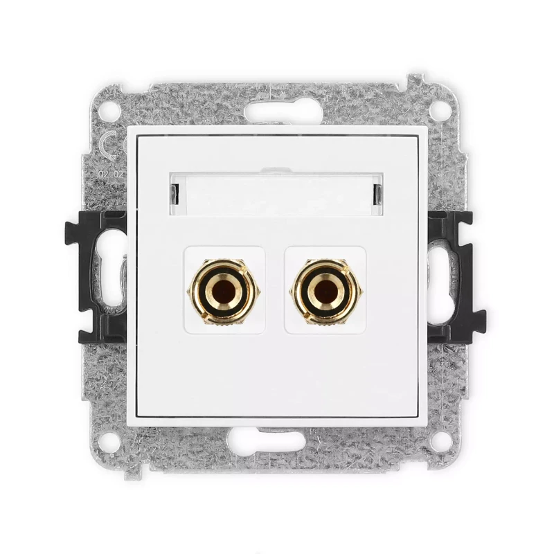 Icon Mechanizm Gniazda Głośnikowego Pojedynczego (Typu Banan - Czerwony I Czarny, Pozłacany, 4 Mm2, Do Lutowania) Biały Igg-3
