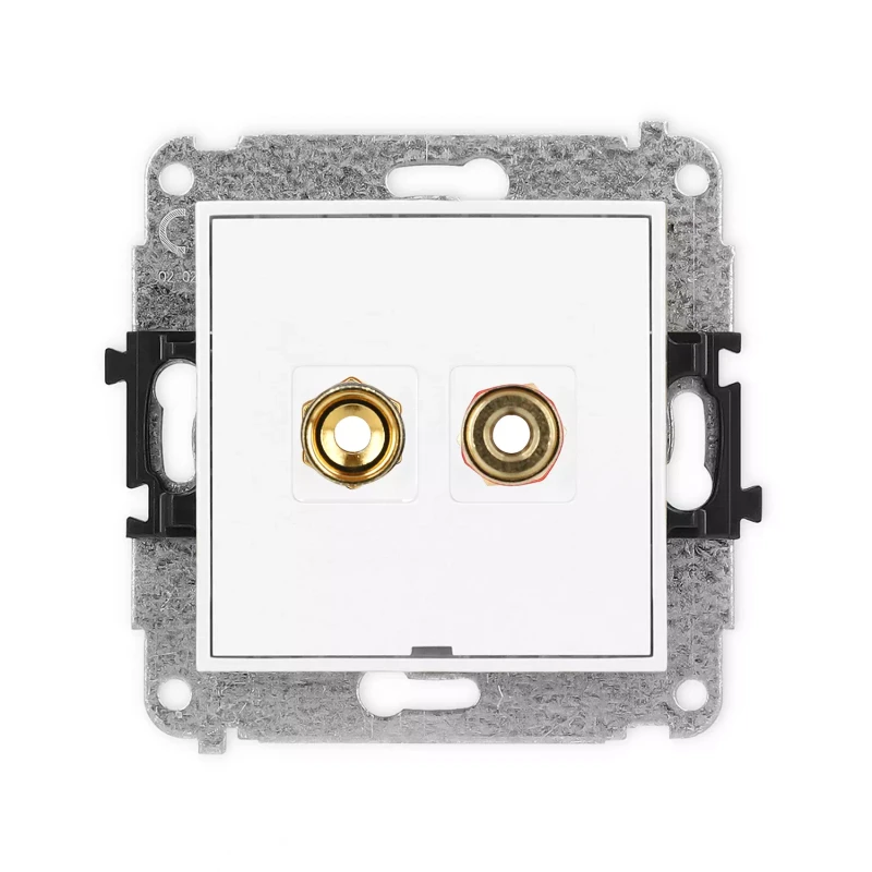 Icon Mechanizm Gniazda Głośnikowego Pojedynczego, Bez Pola Opisowego (Typu Banan - Czerwony I Czarny, Pozłacany, 4 Mm2, Skręcany) Biały Iggbo-4