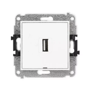 Icon Mechanizm Gniazda Pojedynczego Usb A-A 2.0, Bez Pola Opisowego Biały Igusbbo-1