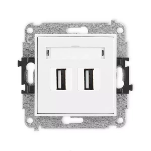 Icon Mechanizm Gniazda Podwójnego 2Xusb A-A 2.0 Biały Igusb-2