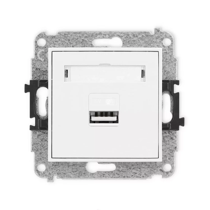Icon Mechanizm Ładowarki Usb Pojedynczej, 5V, 2A Biały Icusb-3