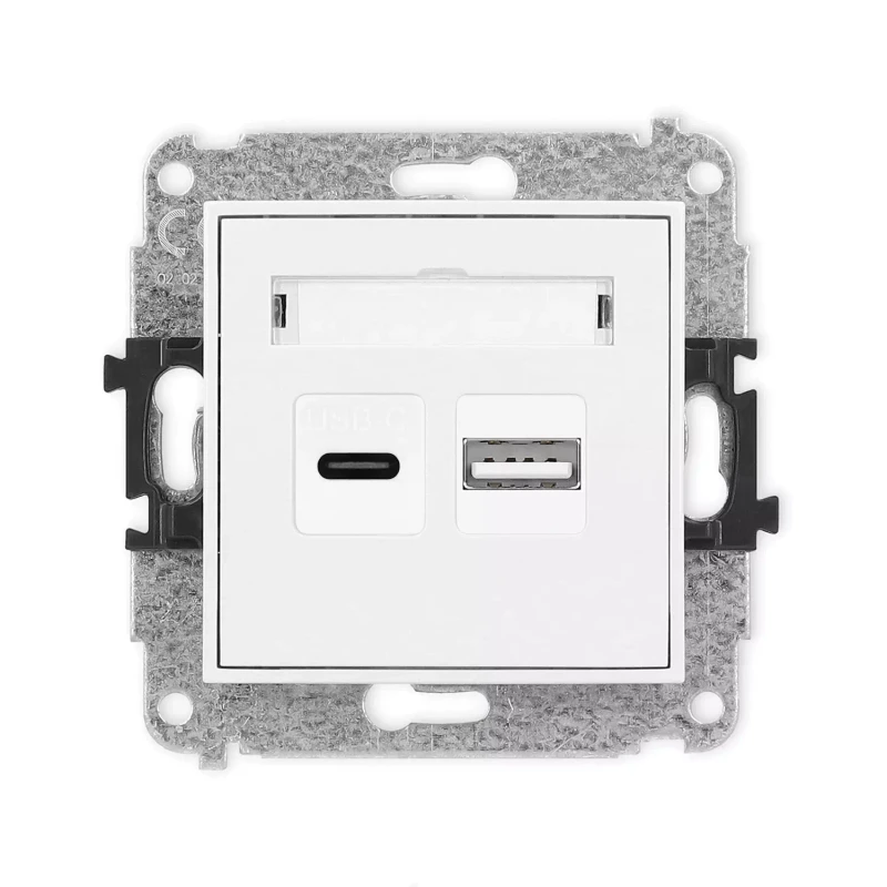 Icon Mechanizm Ładowarki Usb Podwójnej Usb C + Usb A, 20W Max. Biały Icusb-8