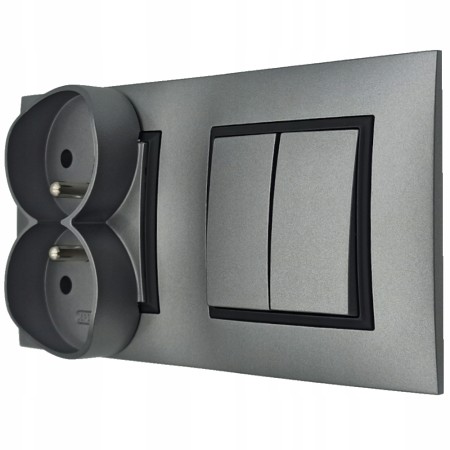 Gniazdo Gniazdko Podwójne Włącznik Podwójny Szary