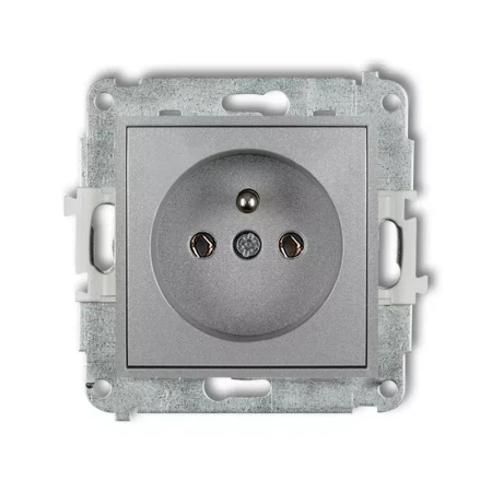 Icon Mechanizm Gniazda Pojedynczego Z Uziemieniem 2P+Z (Bez Przesłon Torów Prądowych) Srebrny Metalik 7Igp-1Z