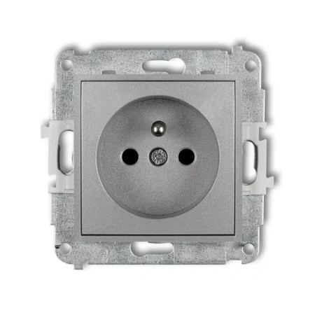 Icon Mechanizm Gniazda Pojedynczego Z Uziemieniem 2P+Z (Przesłony Torów Prądowych) Srebrny Metalik 7Igp-1Zp
