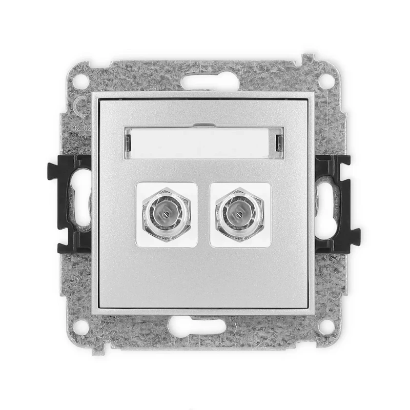 Icon Mechanizm Gniazda Antenowego Podwójnego Typu F (Sat) Niklowany Srebrny Metalik 7Igf-2