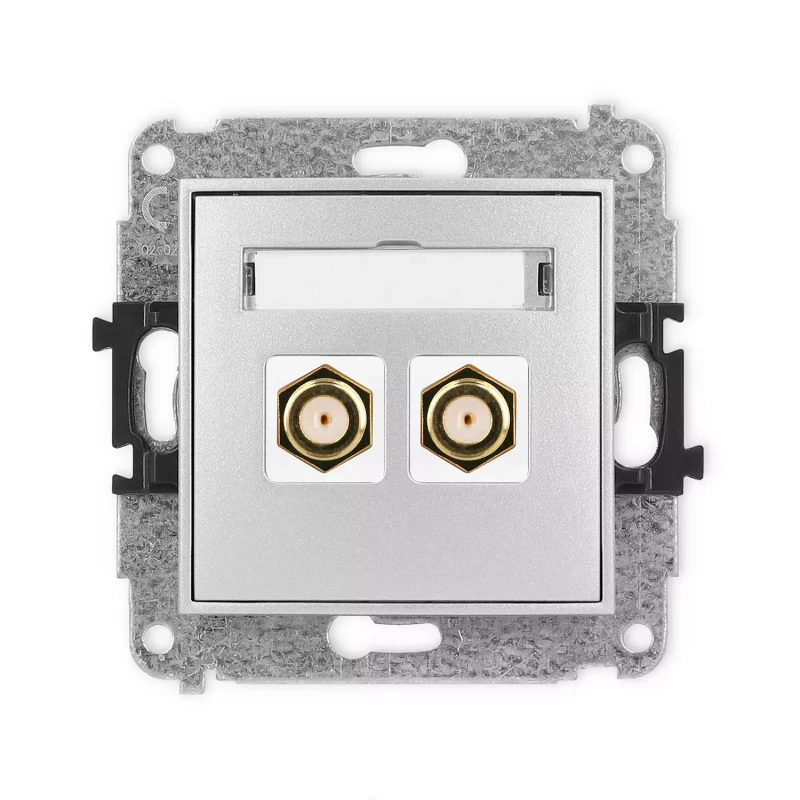 Icon Mechanizm Gniazda Antenowego Podwójnego Typu F (Sat) Pozłacany Srebrny Metalik 7Igf-2.1