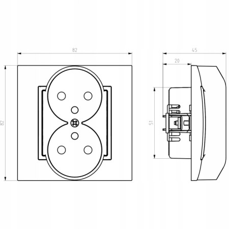 Gniazdo Podwójne Z Uziemieniem Gniazdko Aria Szare