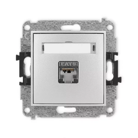 Icon Mechanizm Gniazda Komputerowego Pojedynczego 1Xrj45, Kat. 5E, Ekranowane, 8-Stykowy Srebrny Metalik 7Igk-1E