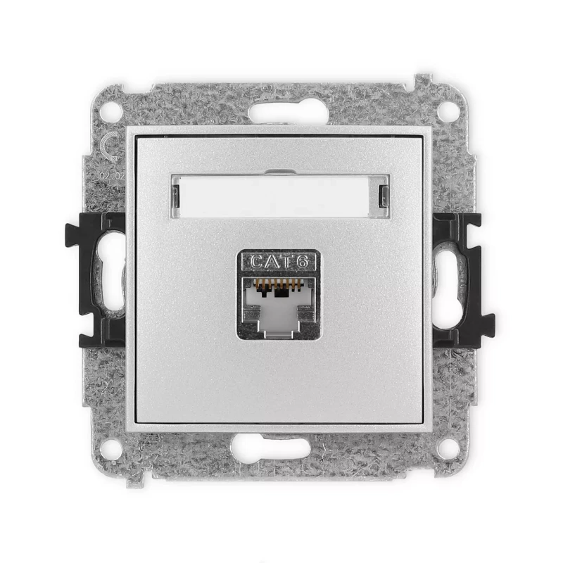 Icon Mechanizm Gniazda Komputerowego Pojedynczego 1Xrj45, Kat. 5E, Ekranowane, 8-Stykowy Srebrny Metalik 7Igk-1E