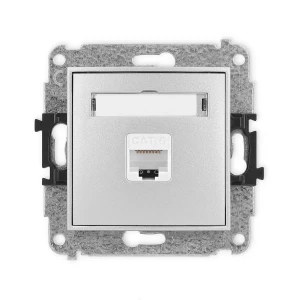 Icon Mechanizm Gniazda Komputerowego Pojedynczego 1Xrj45, Kat. 6, 8-Stykowy Srebrny Metalik 7Igk-3