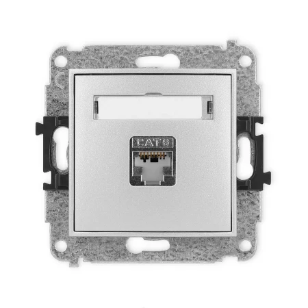 Icon Mechanizm Gniazda Komputerowego Pojedynczego 1Xrj45, Kat. 6, Ekranowane, 8-Stykowy Srebrny Metalik 7Igk-5