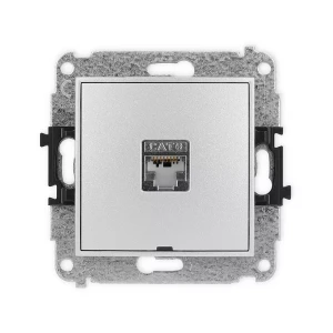 Icon Mechanizm Gniazda Komputerowego Pojedynczego 1Xrj45, Kat. 6, Ekranowane, 8-Stykowy, Bez Pola Opisowego Srebrny Metalik 7Igkbo-5