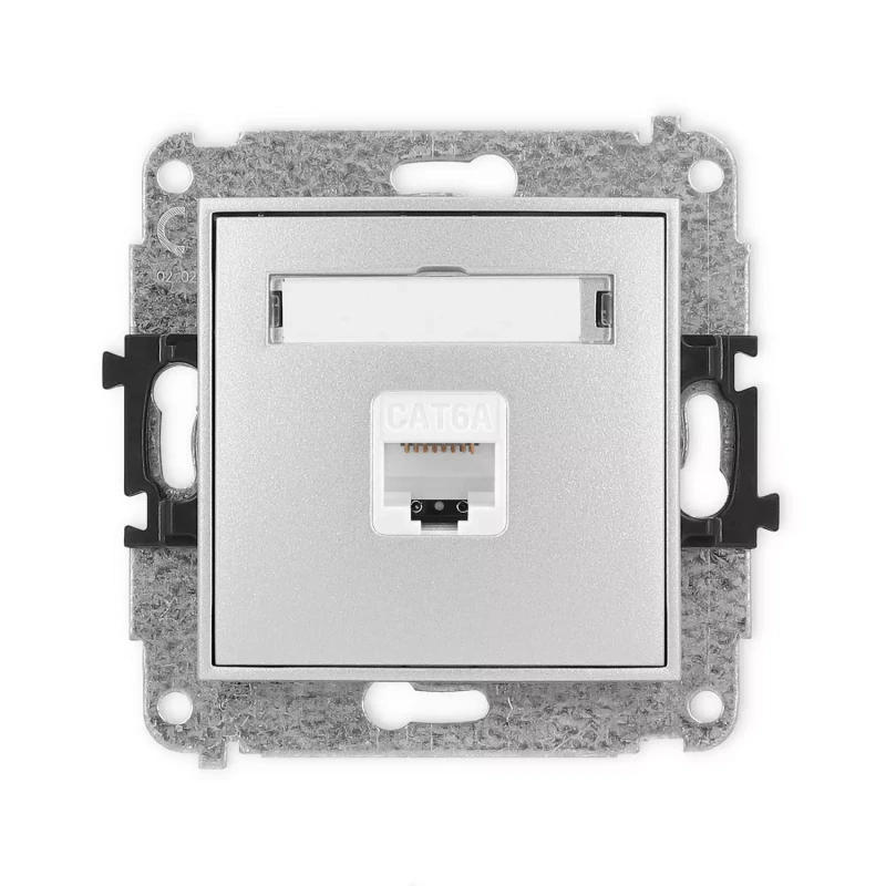 Icon Mechanizm Gniazda Komputerowego Pojedynczego 1Xrj45, Kat. 6A, 8-Stykowy Srebrny Metalik 7Igk-7