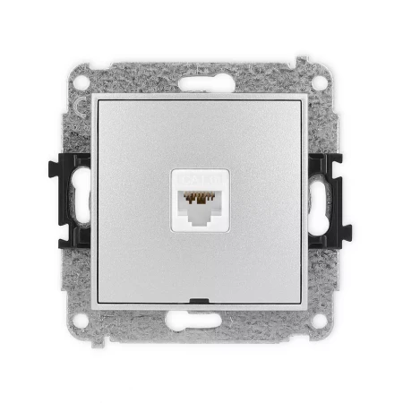 Icon Mechanizm Gniazda Komputerowego Pojedynczego 1Xrj45, Kat. 6A, 8-Stykowy, Bez Pola Opisowego Srebrny Metalik 7Igkbo-7
