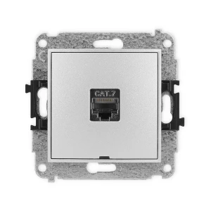 Icon Mechanizm Gniazda Komputerowego Pojedynczego 1Xrj45, Kat. 7, Ekranowane, 8-Stykowy, Bez Pola Opisowego Srebrny Metalik 7Igkbo-9