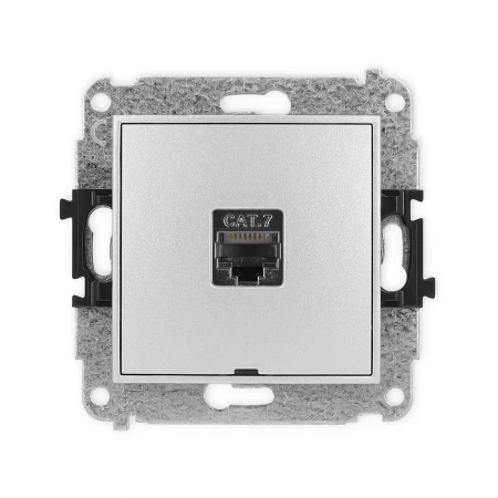 Icon Mechanizm Gniazda Komputerowego Pojedynczego 1Xrj45, Kat. 7, Ekranowane, 8-Stykowy, Bez Pola Opisowego Srebrny Metalik 7Igkbo-9