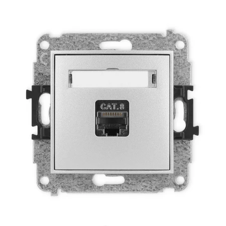 Icon Mechanizm Gniazda Komputerowego Pojedynczego 1Xrj45, Kat. 8, Ekranowane, 8-Stykowy Srebrny Metalik 7Igk-11
