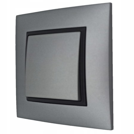 Włącznik Pojedynczy Aria Szary Ramka Czarna