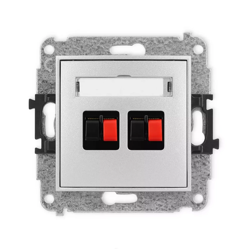 Icon Mechanizm Gniazda Głośnikowego Podwójnego Srebrny Metalik 7Igg-2