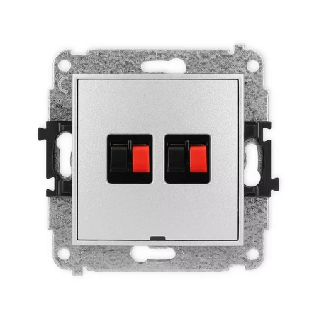 Icon Mechanizm Gniazda Głośnikowego Podwójnego, Bez Pola Opisowego Srebrny Metalik 7Iggbo-2