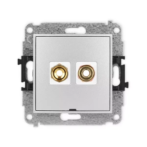 Icon Mechanizm Gniazda Głośnikowego Pojedynczego, Bez Pola Opisowego (Typu Banan - Czerwony I Czarny, Pozłacany, 4 Mm2, Skręcany) Srebrny Metalik 7Iggbo-4