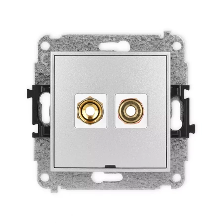 Icon Mechanizm Gniazda Głośnikowego Pojedynczego, Bez Pola Opisowego (Typu Banan - Czerwony I Czarny, Pozłacany, 4 Mm2, Skręcany) Srebrny Metalik 7Iggbo-4