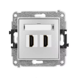 Icon Mechanizm Gniazda Podwójnego Hdmi 2.0 Srebrny Metalik 7Ihdmi-4
