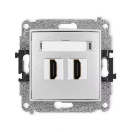Icon Mechanizm Gniazda Podwójnego Hdmi 2.0 Srebrny Metalik 7Ihdmi-4