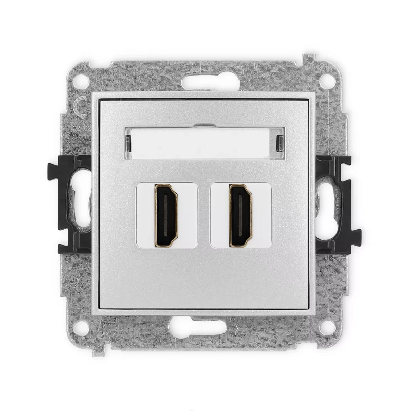 Icon Mechanizm Gniazda Podwójnego Hdmi 2.0 Srebrny Metalik 7Ihdmi-4