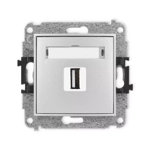 Icon Mechanizm Gniazda Pojedynczego Usb A-A 2.0 Srebrny Metalik 7Igusb-1