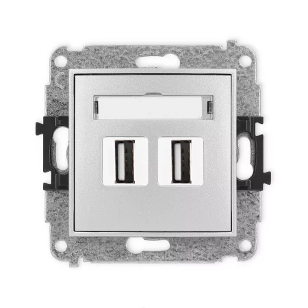 Icon Mechanizm Gniazda Podwójnego 2Xusb A-A 2.0 Srebrny Metalik 7Igusb-2