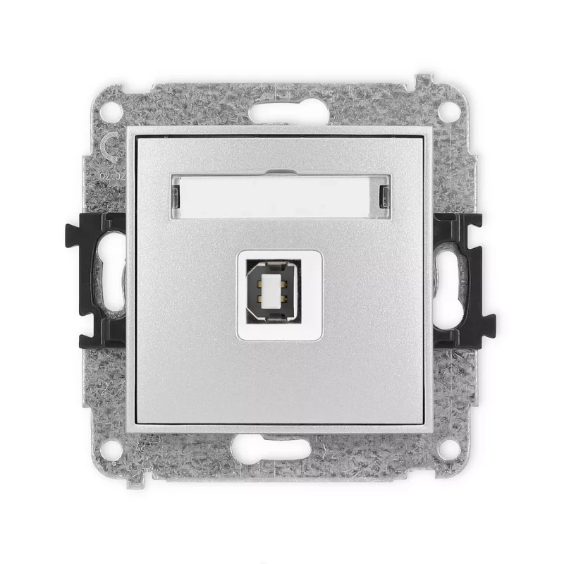 Icon Mechanizm Gniazda Pojedynczego Usb A-B 2.0, Bez Pola Opisowego Srebrny Metalik 7Igusbbo-3