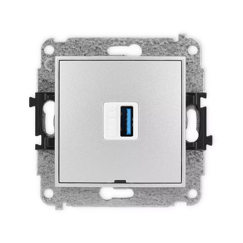 Icon Mechamizm Gniazda Pojedynczego Usb A-A 3.0, Bez Pola Opisowego Srebrny Metalik 7Igusbbo-5