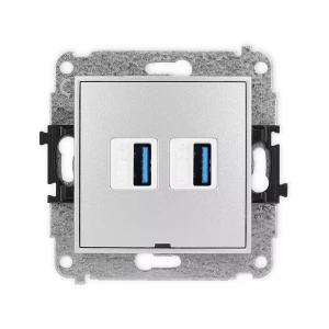 Icon Mechanizm Gniazda Podwójnego 2Xusb A-A 3.0, Bez Pola Opisowego Srebrny Metalik 7Igusbbo-6