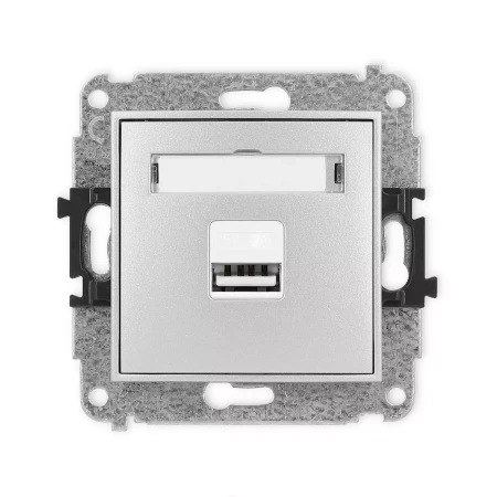 Icon Mechanizm Ładowarki Usb Pojedynczej, 5V, 2A Srebrny Metalik 7Icusb-3