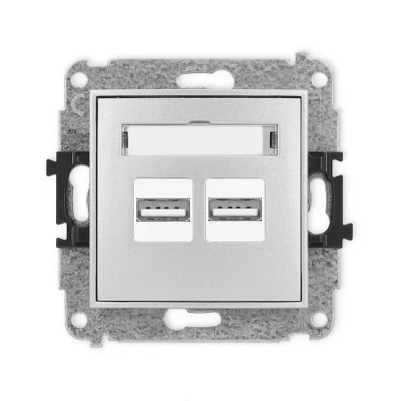 Icon Mechanizm Ładowarki Usb Podwójnej, 5V, 3.1A Srebrny Metalik 7Icusb-6