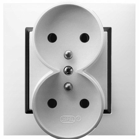 Gniazdo Podwójne Z Uziemieniem Ospel Aria Gniazdko Białe Czarny