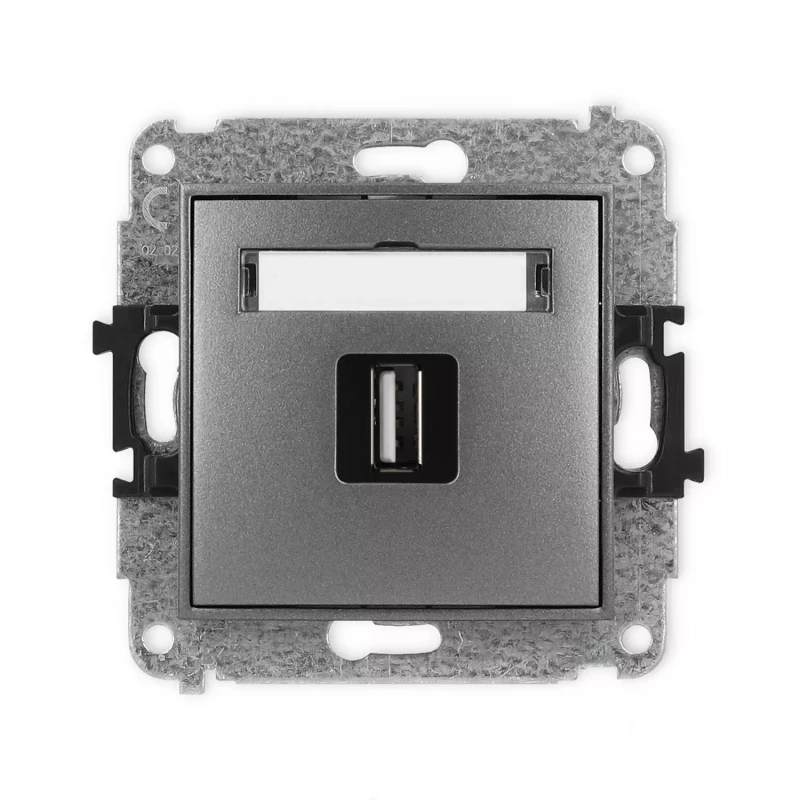 Icon Mechanizm Gniazda Pojedynczego Usb A-A 2.0 Grafitowy 11Igusb-1