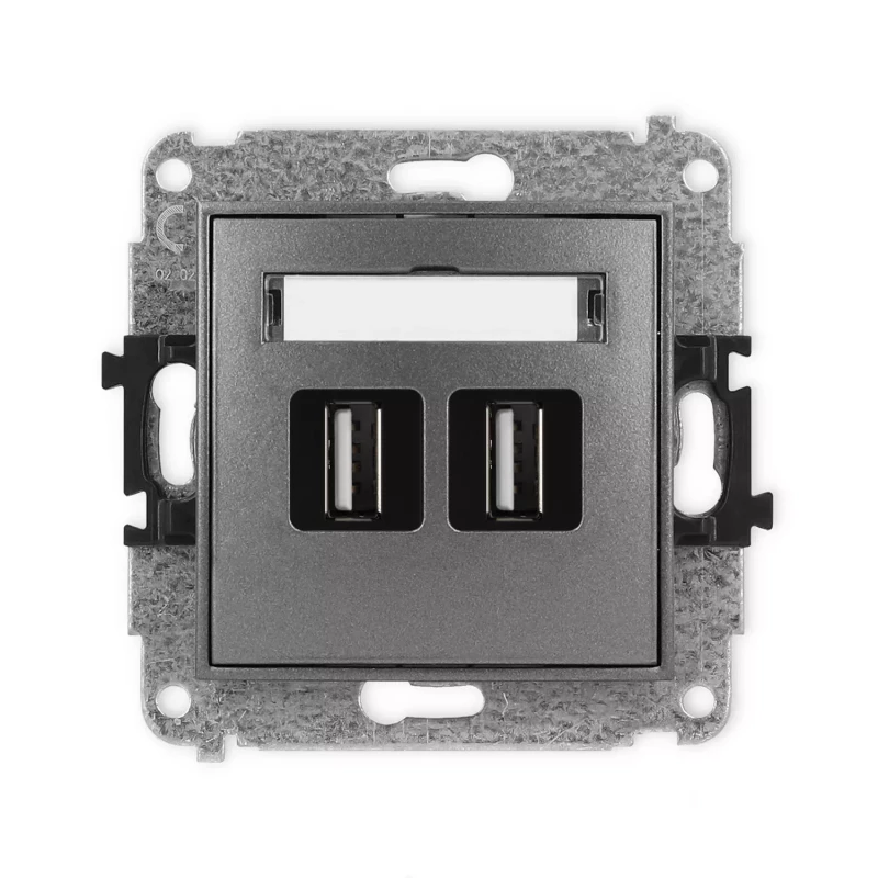 Icon Mechanizm Gniazda Podwójnego 2Xusb A-A 2.0 Grafitowy 11Igusb-2